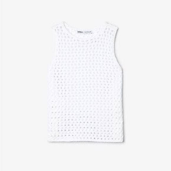 Express x Olivia Culpo - White Crochet Sleeveless Tank - Picture 3 of 5